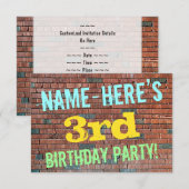 Brick Wall Graffiti geïnspireerd 3e verjaardag + n Kaart (Voorkant / Achterkant)