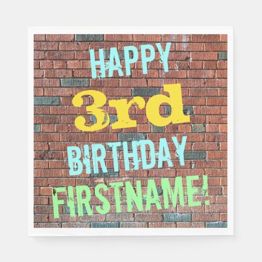 Brick Wall Graffiti geïnspireerd 3e verjaardag + n Servetten (Voorkant)