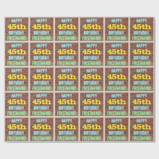 Brick Wall Graffiti geïnspireerd 45e verjaardag + Cadeaupapier (Vlak)