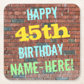 Brick Wall Graffiti geïnspireerd 45e verjaardag +  Kartonnen Onderzetters (Voorkant)