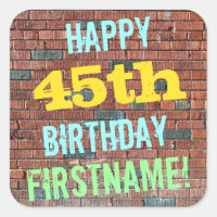 Brick Wall Graffiti geïnspireerd 45e verjaardag + 