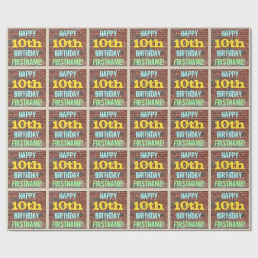 Brick Wall Graffiti geïnspireerd op 10e verjaardag Cadeaupapier (Vlak)