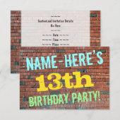 Brick Wall Graffiti geïnspireerd op 13e verjaardag Kaart (Voorkant / Achterkant)