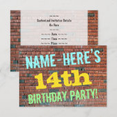 Brick Wall Graffiti geïnspireerd op 14e verjaardag Kaart (Voorkant / Achterkant)