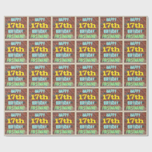 Brick Wall Graffiti geïnspireerd op 17e verjaardag Cadeaupapier