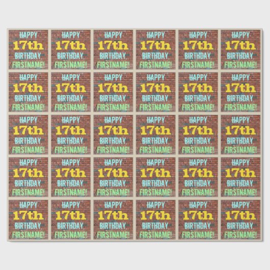 Brick Wall Graffiti geïnspireerd op 17e verjaardag Cadeaupapier (Vlak)