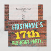 Brick Wall Graffiti geïnspireerd op 17e verjaardag Kaart (Voorkant / Achterkant)