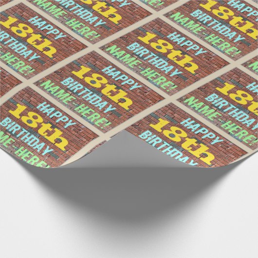 Brick Wall Graffiti geïnspireerd op 18e verjaardag Cadeaupapier (Hoek)