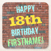 Brick Wall Graffiti geïnspireerd op 18e verjaardag Kartonnen Onderzetters (Voorkant)