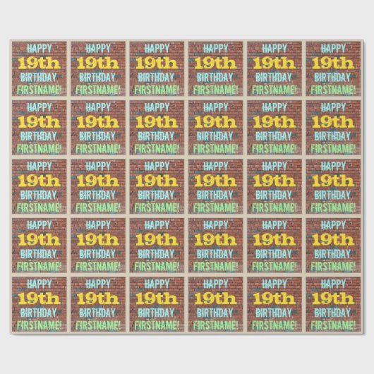 Brick Wall Graffiti geïnspireerd op 19e verjaardag Cadeaupapier (Vlak)