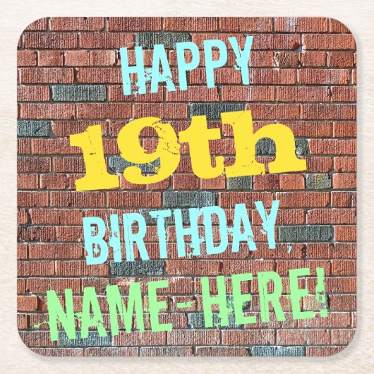 Brick Wall Graffiti geïnspireerd op 19e verjaardag Kartonnen Onderzetters (Voorkant)