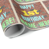 Brick Wall Graffiti geïnspireerd op 1e verjaardag Cadeaupapier (Rol Hoek)