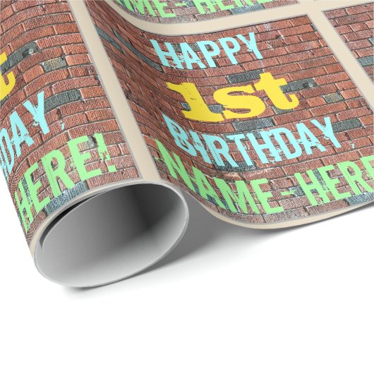 Brick Wall Graffiti geïnspireerd op 1e verjaardag  Cadeaupapier (Rol Hoek)