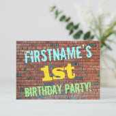 Brick Wall Graffiti geïnspireerd op 1e verjaardag  Kaart (Staand voorkant)