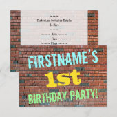 Brick Wall Graffiti geïnspireerd op 1e verjaardag  Kaart (Voorkant / Achterkant)