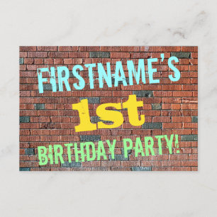 Brick Wall Graffiti geïnspireerd op 1e verjaardag  Kaart