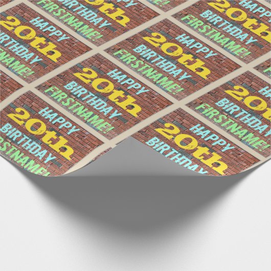 Brick Wall Graffiti geïnspireerd op 20e verjaardag Cadeaupapier (Hoek)