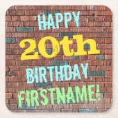 Brick Wall Graffiti geïnspireerd op 20e verjaardag Kartonnen Onderzetters (Voorkant)
