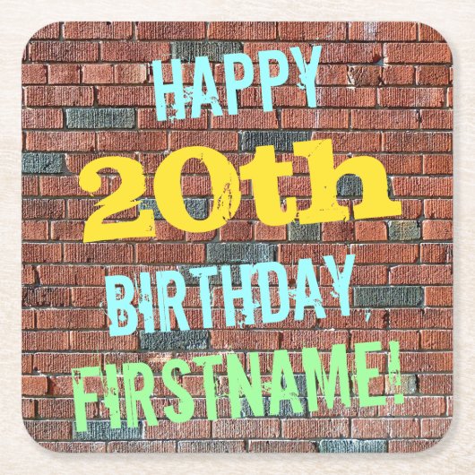 Brick Wall Graffiti geïnspireerd op 20e verjaardag Kartonnen Onderzetters (Voorkant)