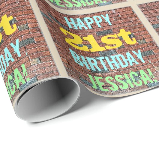 Brick Wall Graffiti geïnspireerd op 21ste verjaard Cadeaupapier (Rol Hoek)