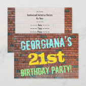 Brick Wall Graffiti geïnspireerd op 21ste verjaard Kaart (Voorkant / Achterkant)