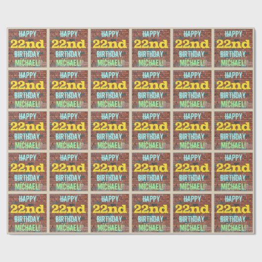 Brick Wall Graffiti geïnspireerd op 22e verjaardag Cadeaupapier (Vlak)
