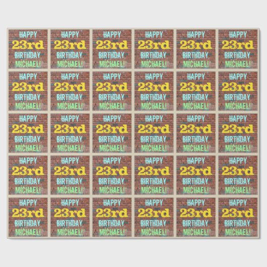Brick Wall Graffiti geïnspireerd op 23e verjaardag Cadeaupapier (Vlak)