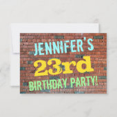 Brick Wall Graffiti geïnspireerd op 23e verjaardag Kaart (Voorkant)
