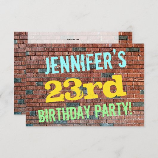 Brick Wall Graffiti geïnspireerd op 23e verjaardag Kaart (Voorkant / Achterkant)