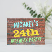 Brick Wall Graffiti geïnspireerd op 24e verjaardag Kaart (Staand voorkant)