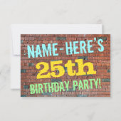 Brick Wall Graffiti geïnspireerd op 25e verjaardag Kaart (Voorkant)