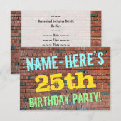Brick Wall Graffiti geïnspireerd op 25e verjaardag Kaart (Voorkant / Achterkant)