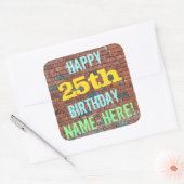 Brick Wall Graffiti geïnspireerd op 25e verjaardag Vierkante Sticker (Envelop)