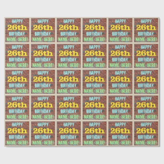 Brick Wall Graffiti geïnspireerd op 26e verjaardag Cadeaupapier (Vlak)