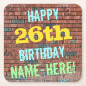 Brick Wall Graffiti geïnspireerd op 26e verjaardag Kartonnen Onderzetters (Voorkant)