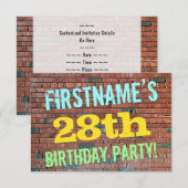 Brick Wall Graffiti geïnspireerd op 28e verjaardag Kaart (Voorkant / Achterkant)