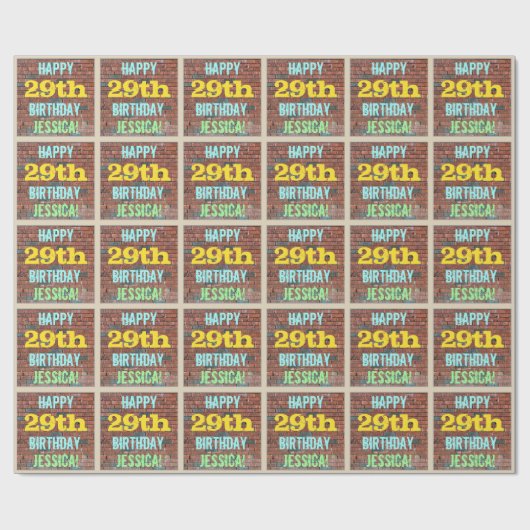 Brick Wall Graffiti geïnspireerd op 29e verjaardag Cadeaupapier (Vlak)