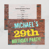 Brick Wall Graffiti geïnspireerd op 29e verjaardag Kaart (Voorkant / Achterkant)