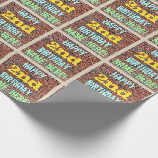 Brick Wall Graffiti geïnspireerd op 2e verjaardag  Cadeaupapier (Hoek)