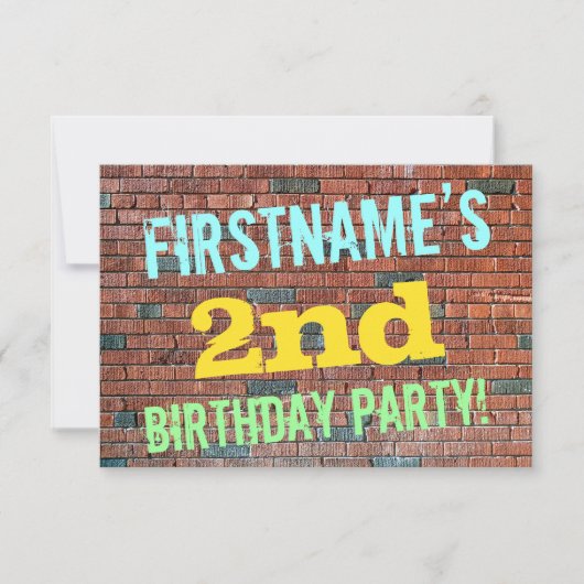 Brick Wall Graffiti geïnspireerd op 2e verjaardag  Kaart (Voorkant)