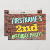 Brick Wall Graffiti geïnspireerd op 2e verjaardag  Kaart (Voorkant / Achterkant)
