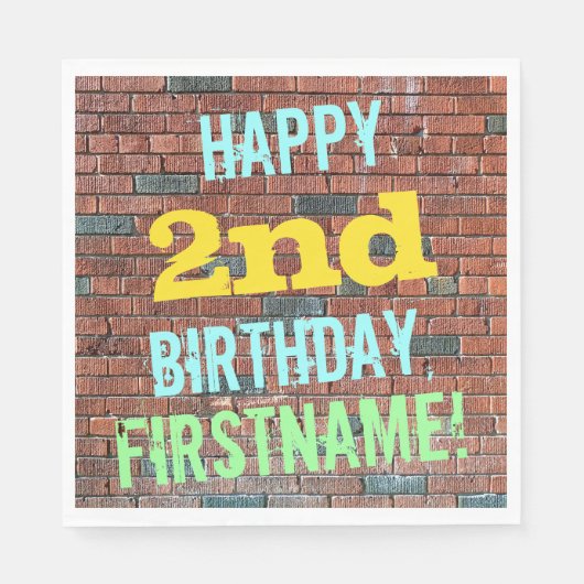 Brick Wall Graffiti geïnspireerd op 2e verjaardag Servetten (Voorkant)
