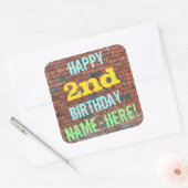 Brick Wall Graffiti geïnspireerd op 2e verjaardag  Vierkante Sticker (Envelop)