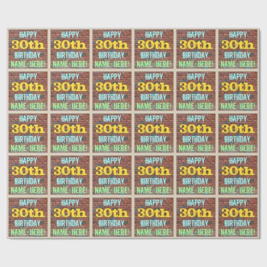 Brick Wall Graffiti geïnspireerd op 30e verjaardag Cadeaupapier (Vlak)