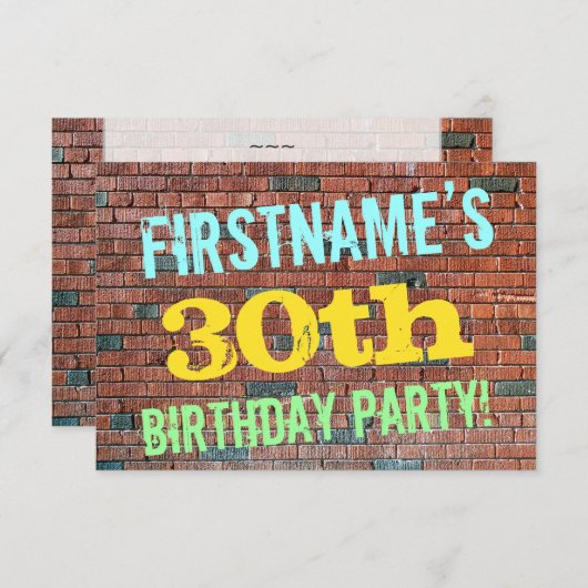 Brick Wall Graffiti geïnspireerd op 30e verjaardag Kaart (Voorkant / Achterkant)