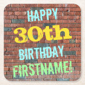 Brick Wall Graffiti geïnspireerd op 30e verjaardag Kartonnen Onderzetters (Voorkant)