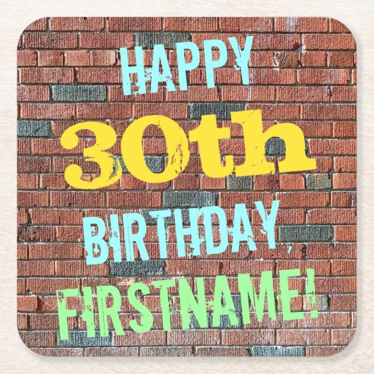 Brick Wall Graffiti geïnspireerd op 30e verjaardag Kartonnen Onderzetters (Voorkant)