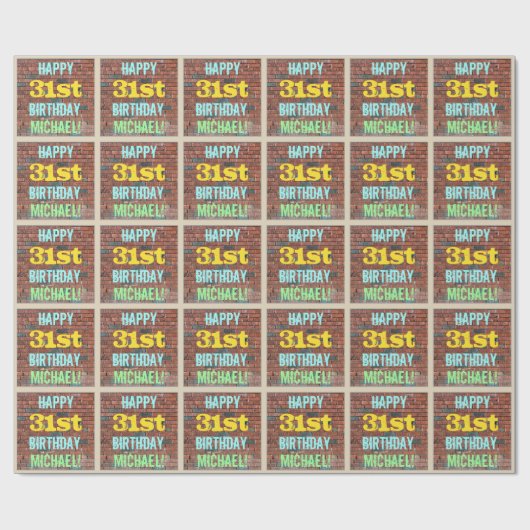 Brick Wall Graffiti geïnspireerd op 31ste verjaard Cadeaupapier (Vlak)