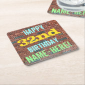 Brick Wall Graffiti geïnspireerd op 32e verjaardag Kartonnen Onderzetters (Schuin)