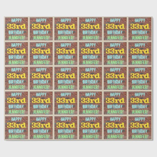 Brick Wall Graffiti geïnspireerd op 33e verjaardag Cadeaupapier (Vlak)
